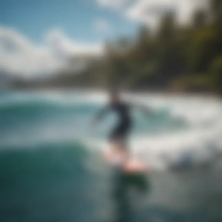 Surfboard riders enjoying the waves at Haleiwa Alii Beach