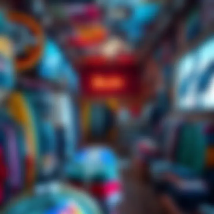 A vibrant interior of Ron Jon Surf Shop filled with surf apparel and accessories