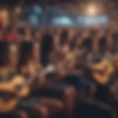 Audience immersed in the music at a Kamaka ukulele event