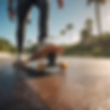 A longboard in action, highlighting its material performance on the road