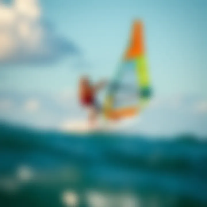 Advanced Windsurfing Techniques Experienced windsurfer demonstrating advanced techniques