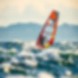 Windsurfer navigating powerful north winds