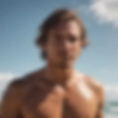 Surfer using rinse kit after surfing session