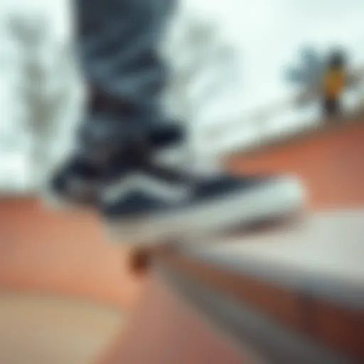 Vans in Action Vans skateboard shoes on a skateboard park ramp