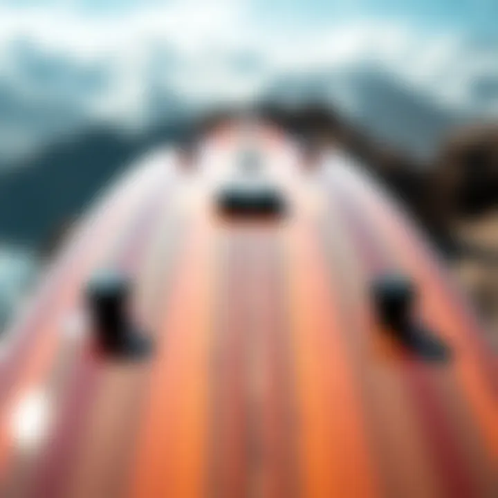 Close-up of the unique design features of a slapfish skim board