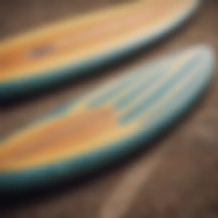 Different surfboard grip materials displayed side by side