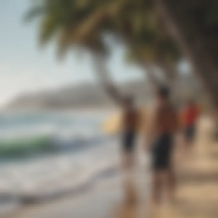 Local surf community enjoying a vibrant beach gathering