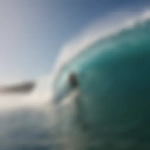 Surfer catching a wave at a picturesque beach in Oaxaca