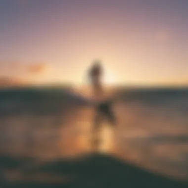 Surfing at Newport Beach during sunset