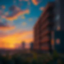 Beautiful view of Surfside Apartments at sunset