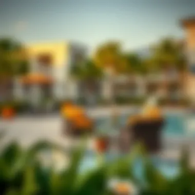 Community amenities of Surfside Apartments including pool and lounge area