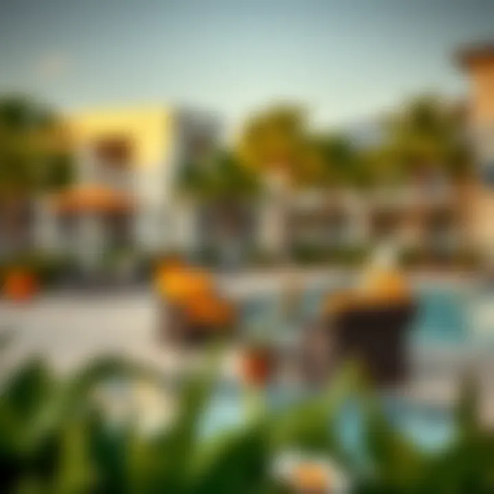 Community amenities of Surfside Apartments including pool and lounge area