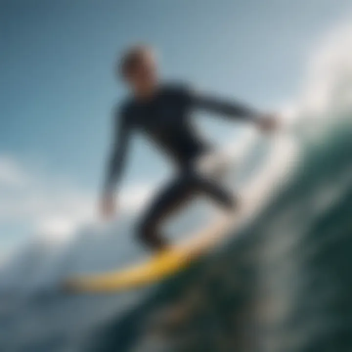 A surfer in action wearing a wetsuit in the ocean waves