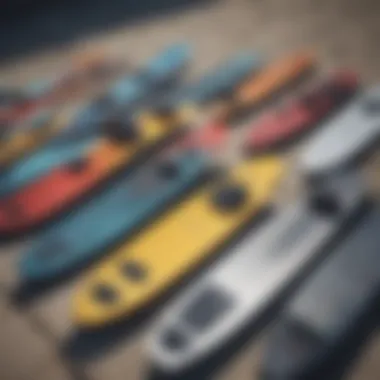 A variety of electric foil board models displayed side by side