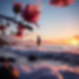 Sunset view of a renowned Hawaiian surf spot with waves crashing against the shore.