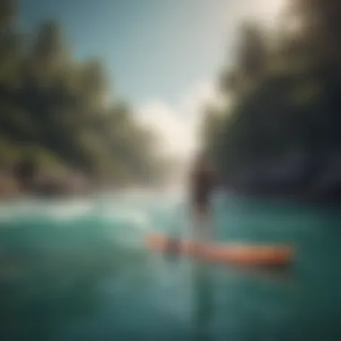 User enjoying paddle boarding on a vibrant beach