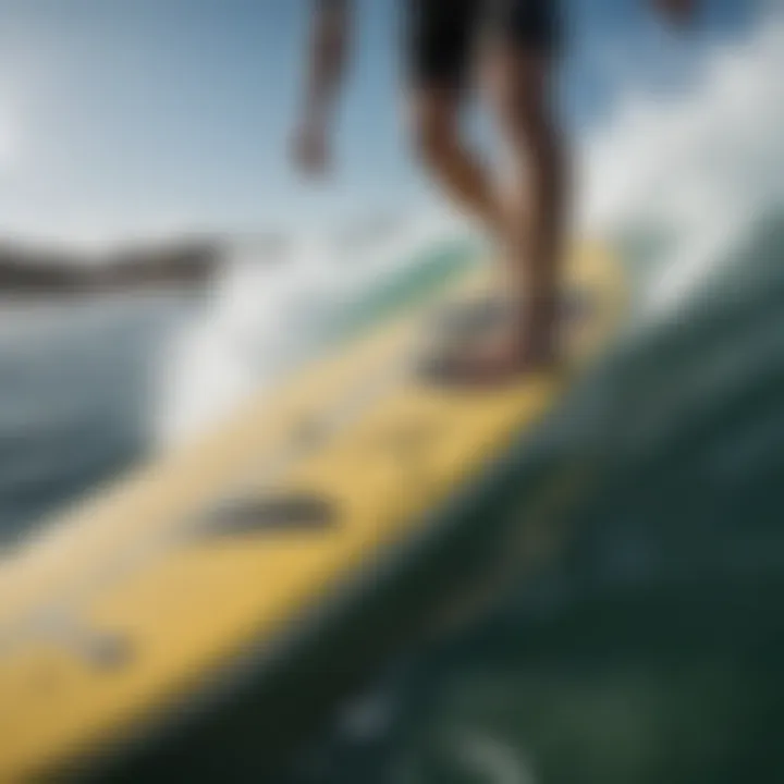 Close-up of wakesurf board materials emphasizing durability and performance.