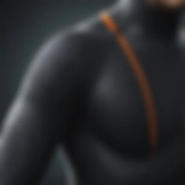 A close-up view of wetsuit material highlighting flexibility and insulation