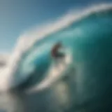 Surfer performing a perfect hanging ten on a wave