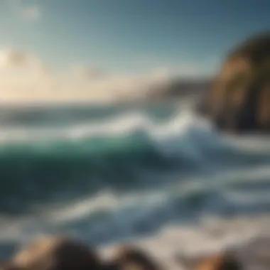 The Calm Power of the Ocean A picturesque ocean view with waves crashing against rocks