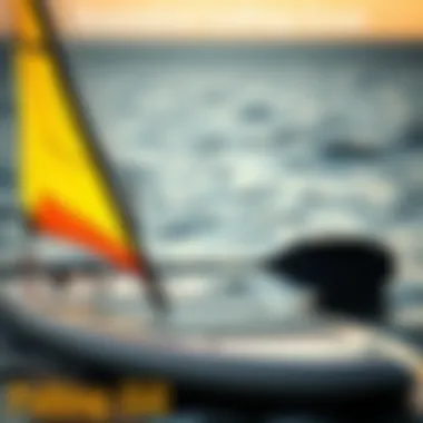 Essential Sailing Gear for Paddle Boarding Close-up of sailing gear suitable for stand-up paddle boarding, showcasing a sail and paddle