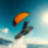 Dynamic aerial view of a kitesurfing kite in action
