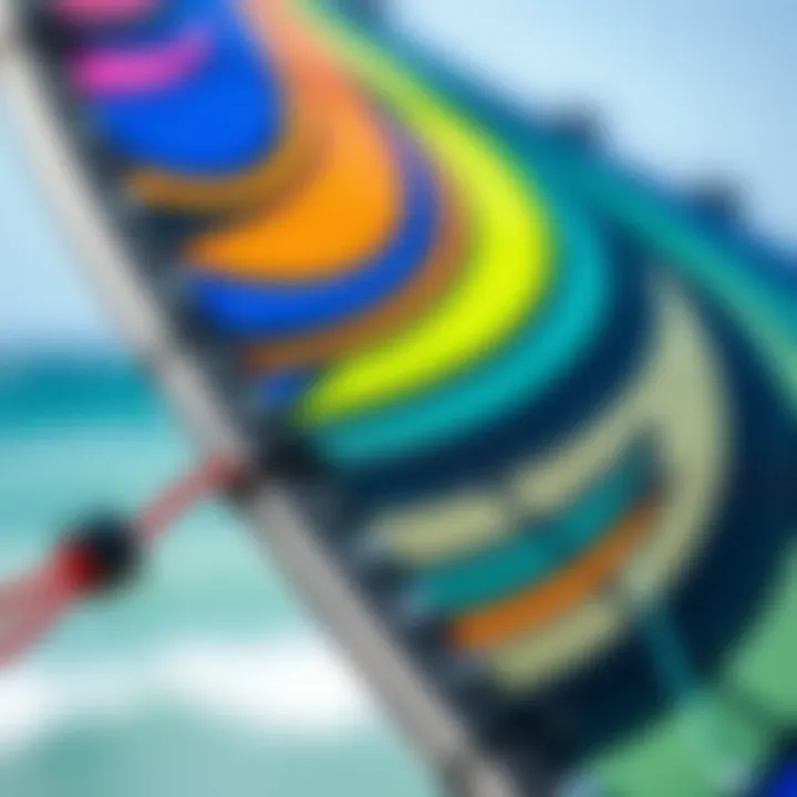 Close-up of the design elements of a 12m kitesurfing kite