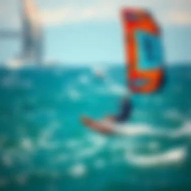 Kitesurfer navigating challenging water conditions with a 12m kite