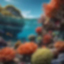 Vibrant coral formations teeming with marine life