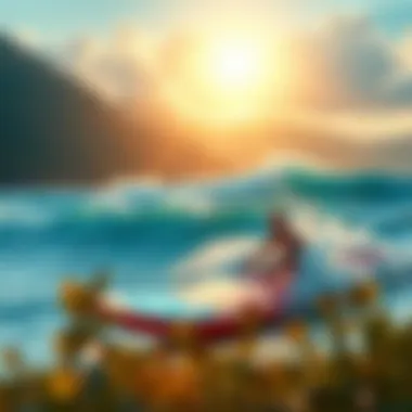 Serene Surfing Environment Scenic landscape showcasing hydro electric surfboarding environment