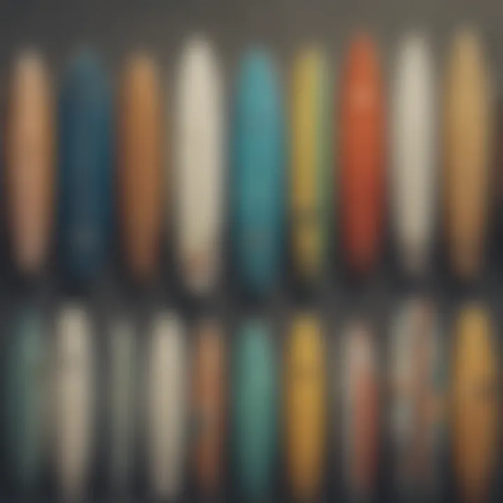 A collage of iconic JS surfboard models throughout the years, reflecting the evolution of surfboard technology and design.