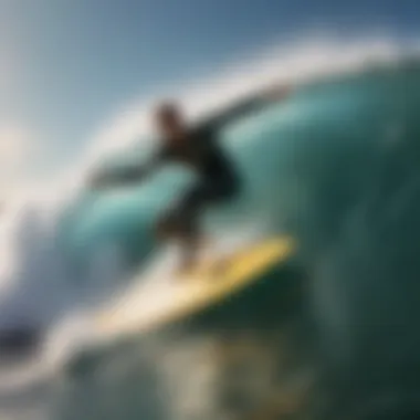 A surfer riding a wave with a JS surfboard, demonstrating the performance and agility that the brand is known for.