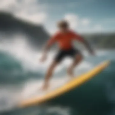 Advanced Maneuvering Techniques A surfer showcasing advanced maneuvering with a propeller surfboard