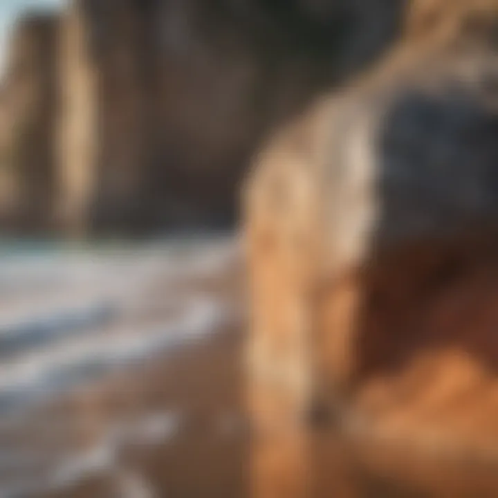 Close-up view of unique coastal rock formations, highlighting geological diversity