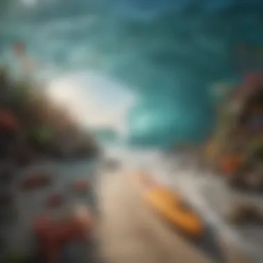 Biodiversity Beneath the Waves A vibrant beach scene filled with diverse marine life amidst clear waters