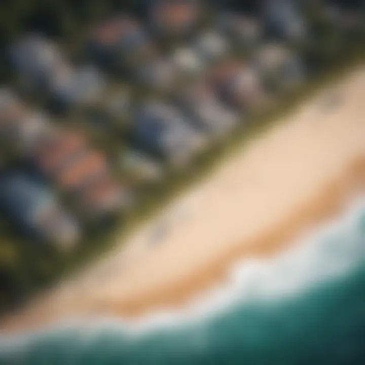 Aerial view of North Shore Surf Beach highlighting its geographical features.