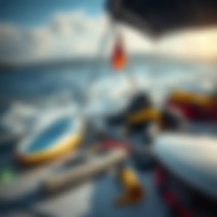 Essential Gear for Boat Surfing Essential boat surfing gear laid out on a deck