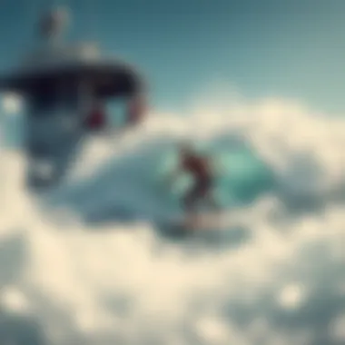 Surfing Behind a Boat A surfer skillfully riding a wave created by a boat