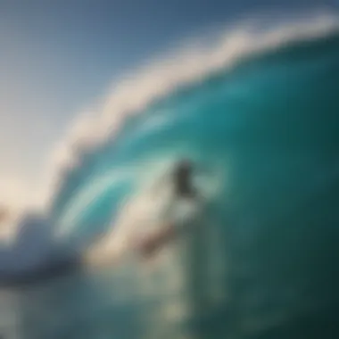 Surfer Embracing the Ocean's Power A surfer catching a perfect wave in a vibrant ocean