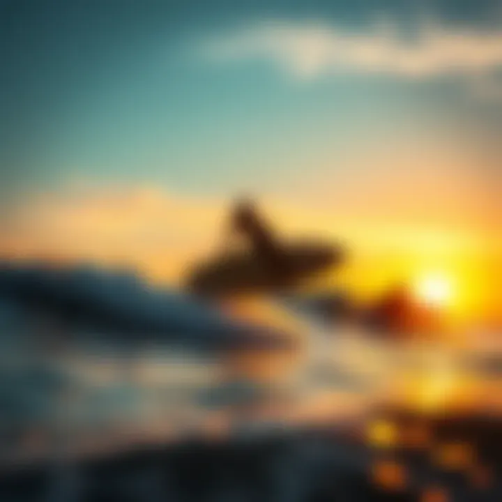 Riders at Sunset A vibrant surf scene showcasing riders catching waves at sunset