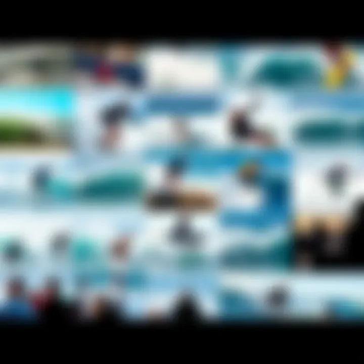 Diverse Surfing Events A collage of various surfing events and competitions filmed for streaming