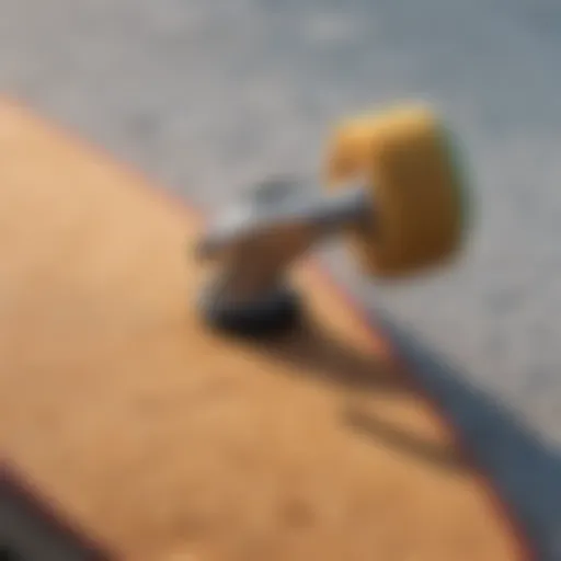 Close-up view of a soft top longboard showcasing its textured surface