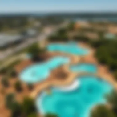 Aerial view of Waco Surf Park showcasing its wave pools and surrounding greenery
