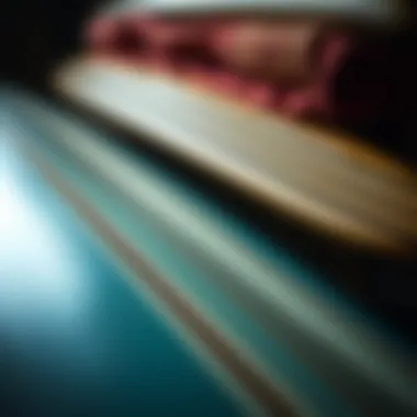 Materials and Craftsmanship in Surfboards A close-up of surfboard materials highlighting the craftsmanship and evolution of design.