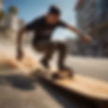 Dynamic Carving Technique Dynamic skateboard carving in action showcasing skill and precision