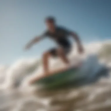 An enthusiastic rider catching waves on a boogie board