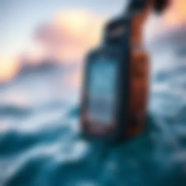 Close-up of a surf GPS tracker device