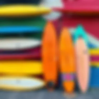 Vibrant Surfboard Display in Ericeira Surfboard leaning against a colorful wall in Ericeira