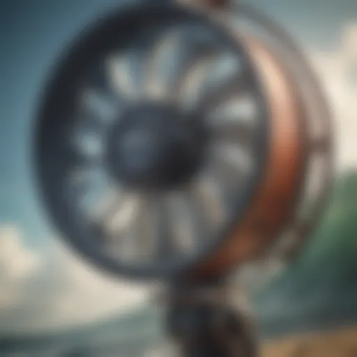 Close-up of a wind reader device displaying wind speed and direction