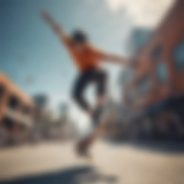 Dynamic skateboarder performing an aerial trick